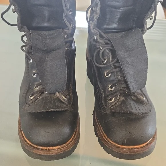 Chippewa Black Leather Lace-Up Work Boots - Picture 2 of 12